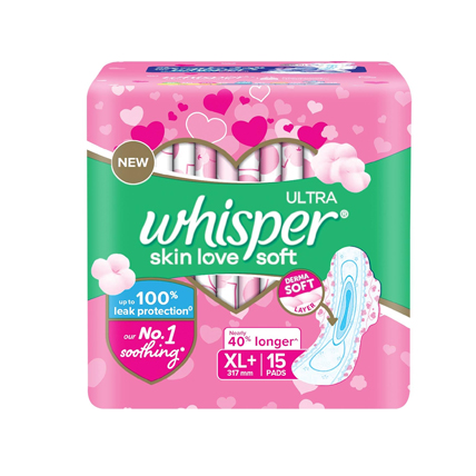 Whisper Sanitary Pads Ultra Skin Love Soft XL